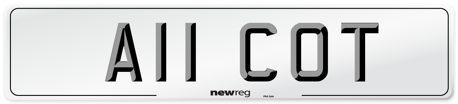 A11 COT Number Plate from New Reg